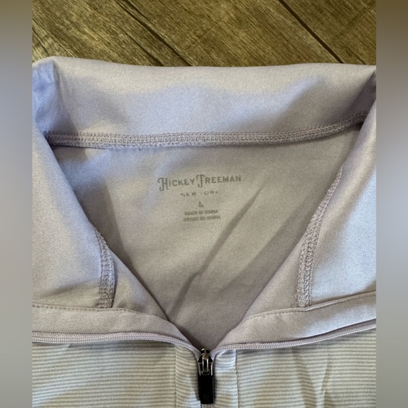 Hickey Freeman Men’s Large Vest Performance Fabric Purple Stripe 1/4 Zip - Picture 6 of 6